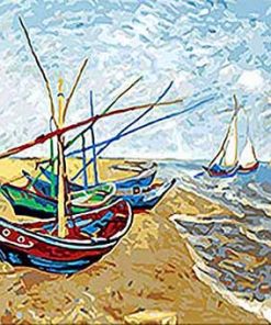 Fishing Boats Saintes Maries By Van Gogh - Seascape Paint By Number