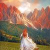 Girl Running In The Mountains Paint by numbers